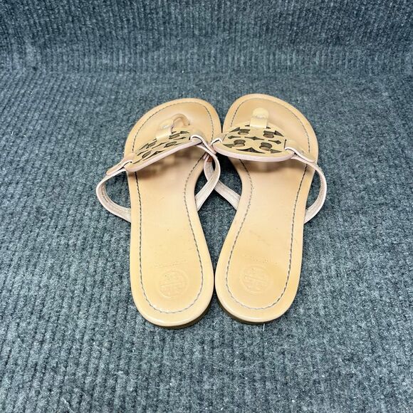 Tory Burch Miller Sandal Patent Leather Seashell Pink Thong Flip Flop Women’s 10 - Picture 3 of 7